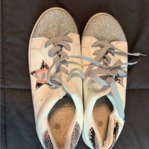Simply Southern White and Silver Sparkly Sneakers